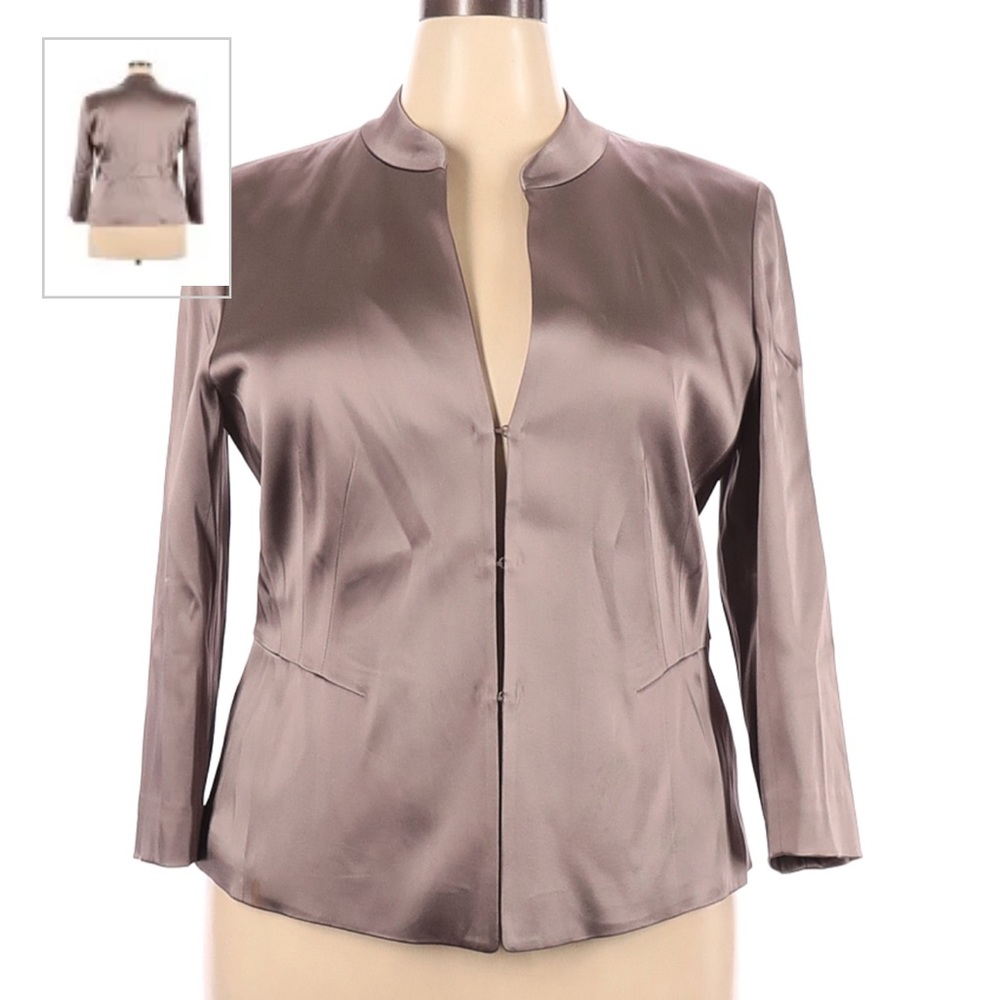 Lafayette 148 Sateen Taupe Bracelet Sleeve Blazer 18